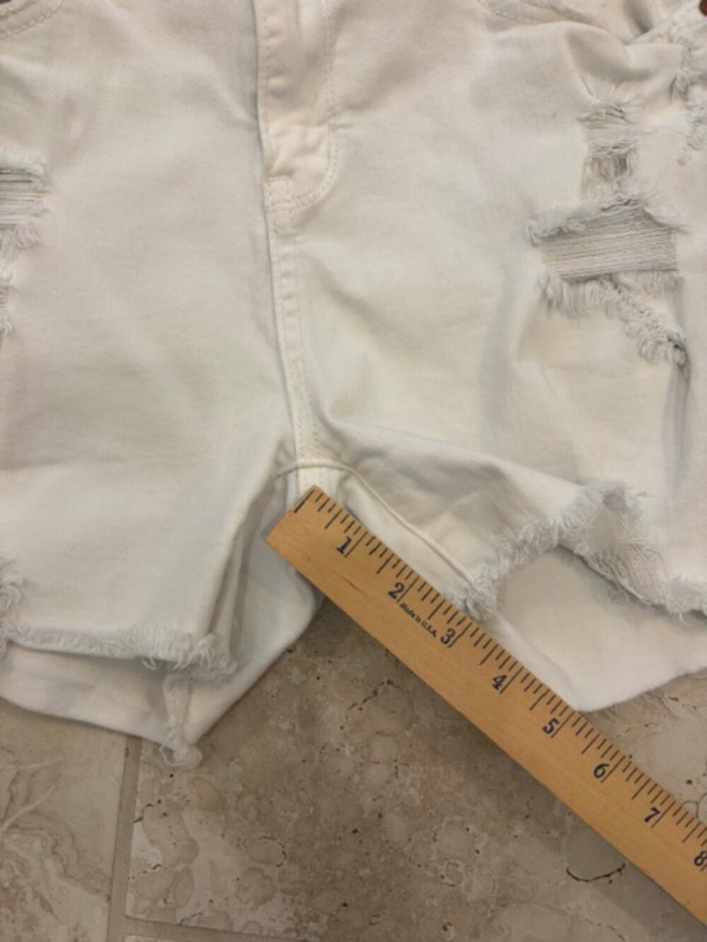 Judy Blue Jean Shorts Women Sz M White Denim Cut Off Distressed Thrashed Summer - Picture 8 of 9
